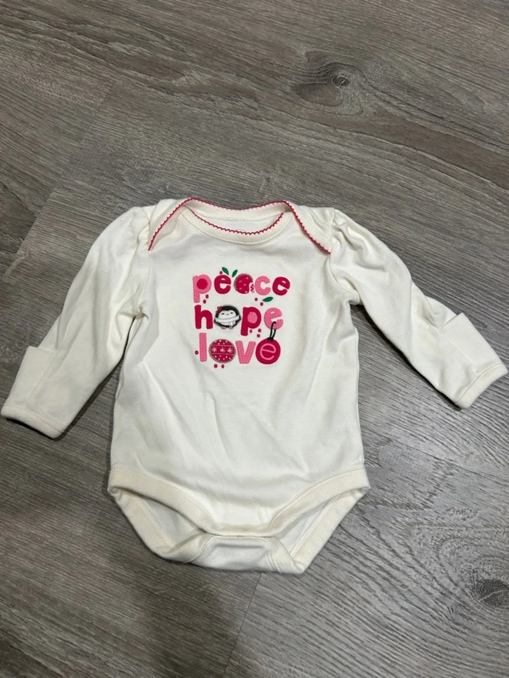 Gymboree Cream Long-Sleeve One-Piece with Pink Graphic